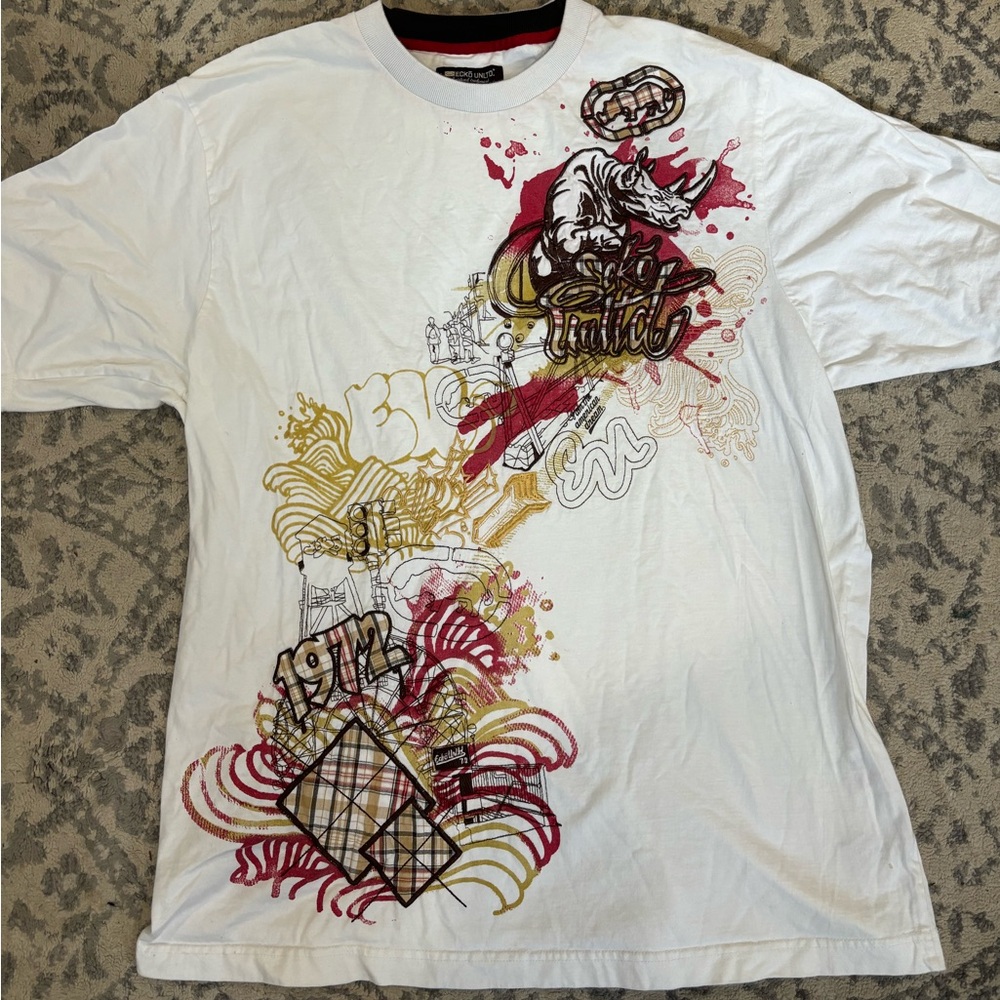 Ecko Unlimited Red and White Short Sleeve Tee